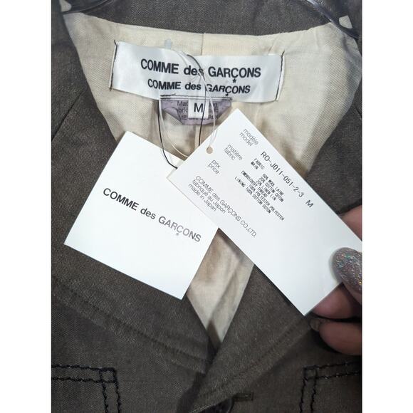Comme des Garçons Blazer Wool Linen Army Green Faux Pocket Stitch Sz M NWT - Picture 2 of 12